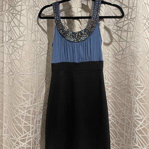 Jeweled Blue/Black -Midi Dress
